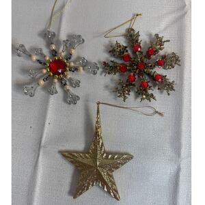 Christmas Star 4" Ornaments Lot of 3 vintage holiday